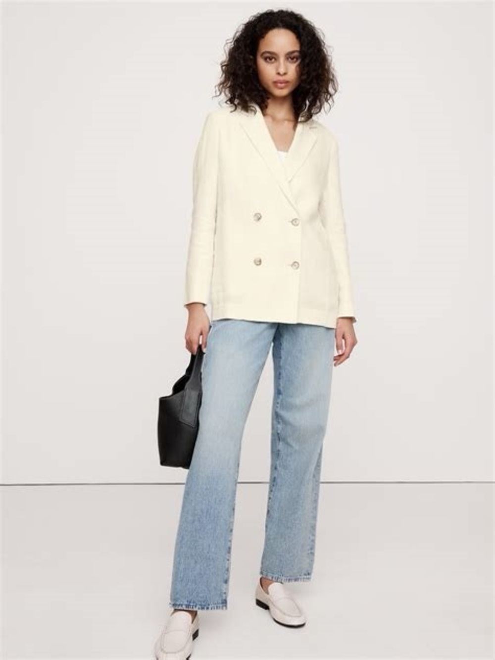 Banana Republic Relaxed Double-Breasted Linen Blazer 713668